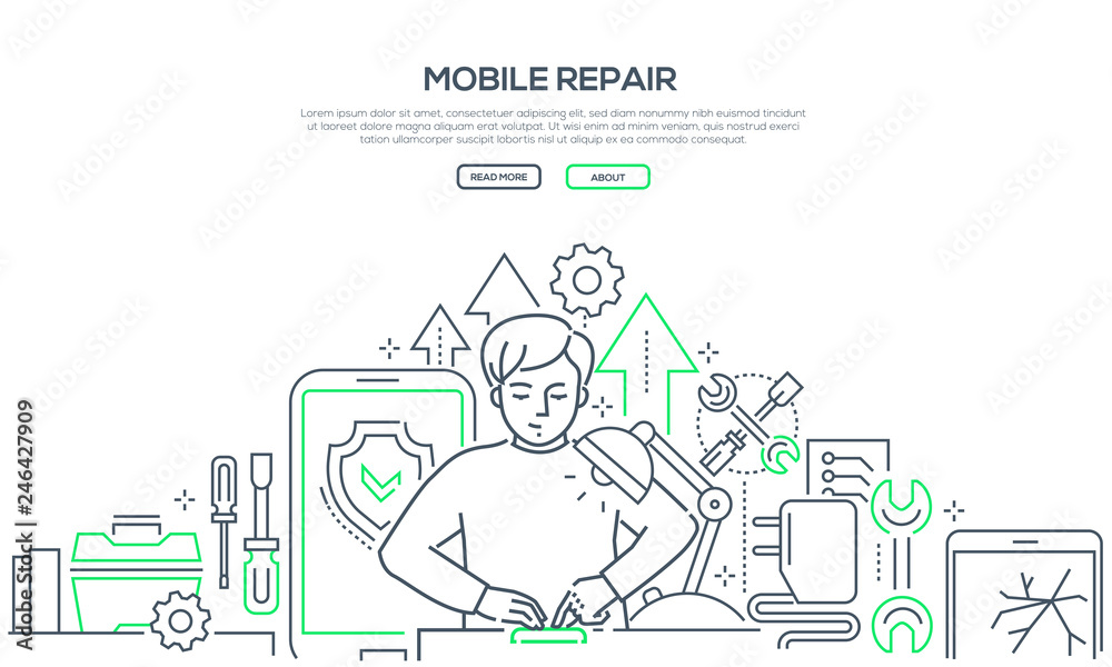Mobile repair service - modern line design style banner