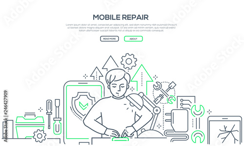 Mobile repair service - modern line design style banner