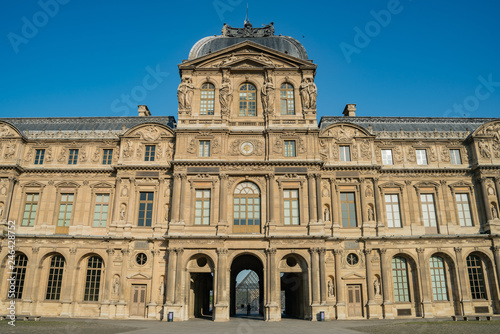Exterior view of the famous Louvre Museum at Paris