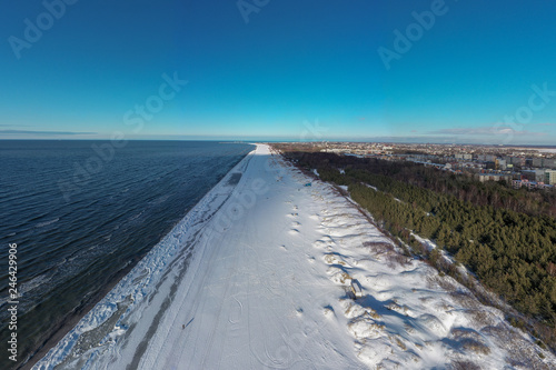 Sunny winter day by Baltic sea, Liepaja, Latvia.