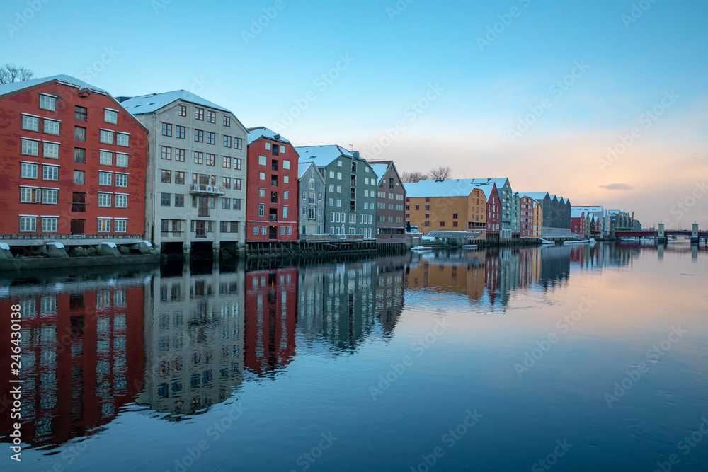 Street walking on a winter day in Trondheim - Norway