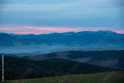 Fototapeta Naklejka Na Ścianę i Meble -  Beautiful dramatic sunset in the mountains autumn