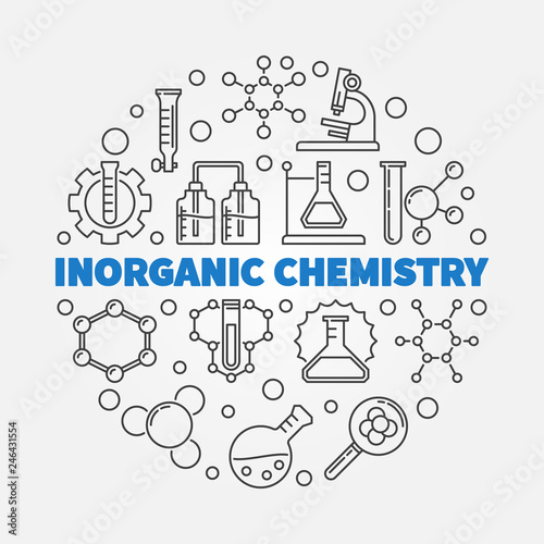 Inorganic Chemistry vector concept round illustration in thin line style