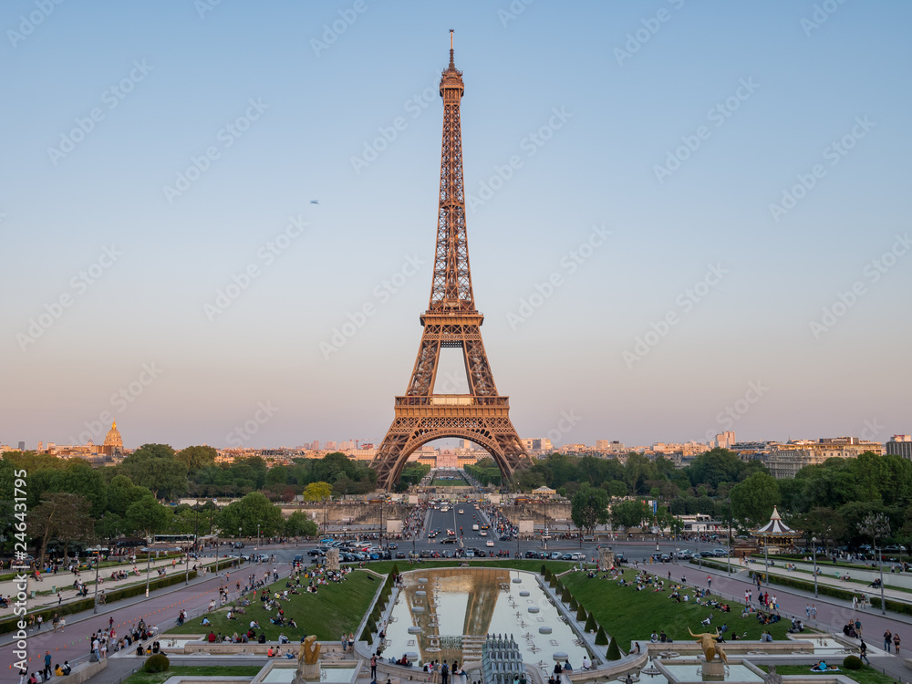 Afternoon view of the famous Eiffel Tower