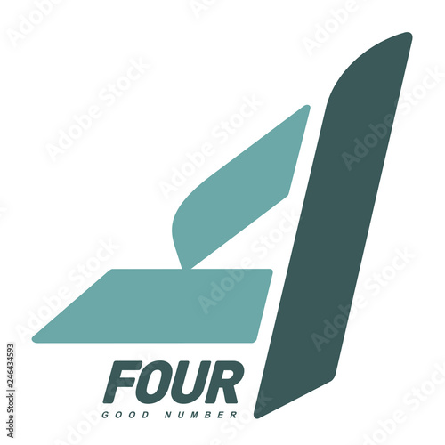 Number four logo templates. Full colors graphic number one logo templates, corporate identity, vector illustrations isolated on white background.