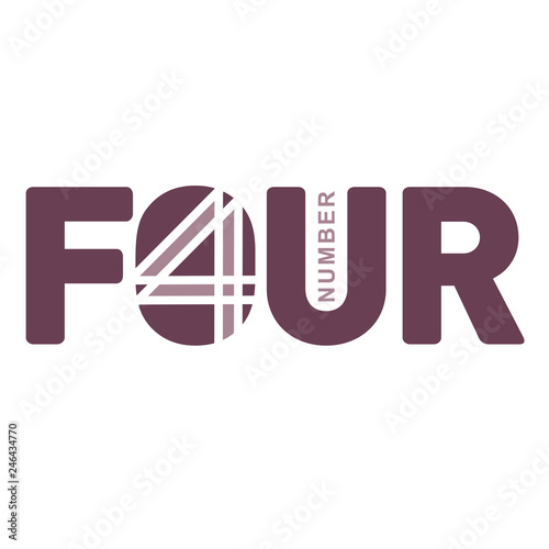 Number four logo templates. Full colors graphic number one logo templates, corporate identity, vector illustrations isolated on white background.