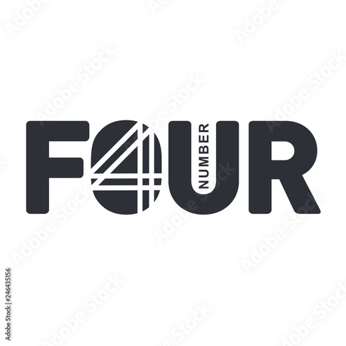 Two colors graphic number four logo templates