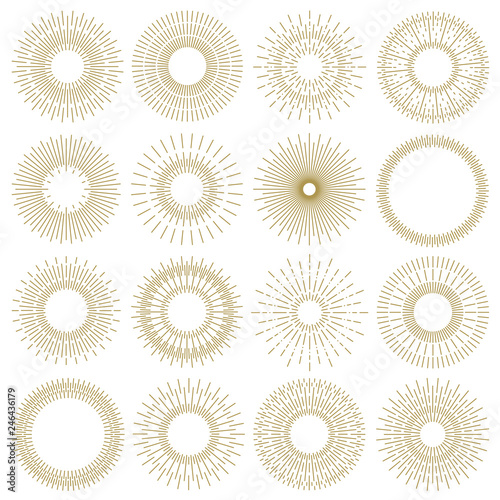 hand drawn sunbursts and frame, vector illustration, graphic des