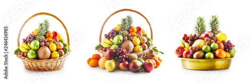 Fruit in basket and bowl set, winter assortment