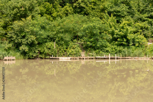 Dirty water in the river after a shower photo