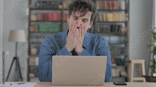 Loss, Frustrated Man Working on Laptop photo