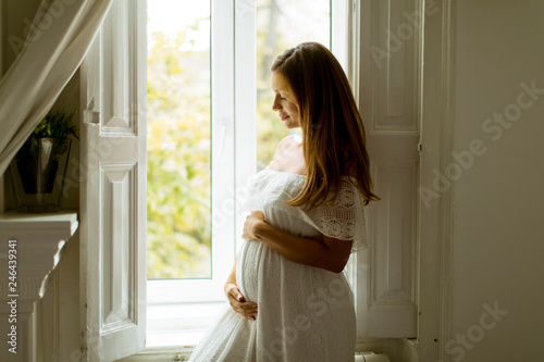 Young pregnant woman standi...
