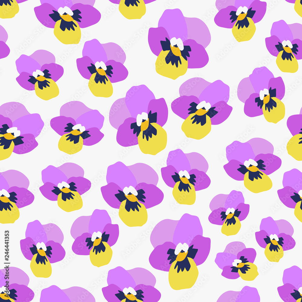 Pansy Flower Pattern. Endless Background. Seamless Pansy Flower Pattern. Endless Background. Seamless