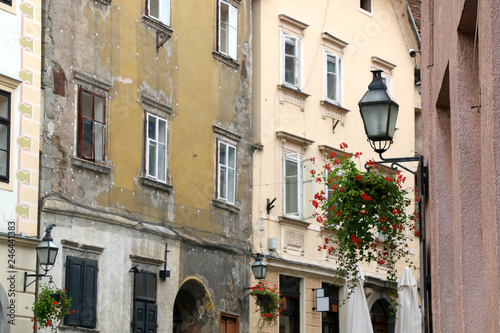 Historical buildings in central Ljubljana  Slovenia.