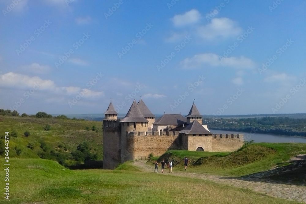 Fototapeta premium Panoramic view of the Khotyn fortress on the river Dniester, Ukraine