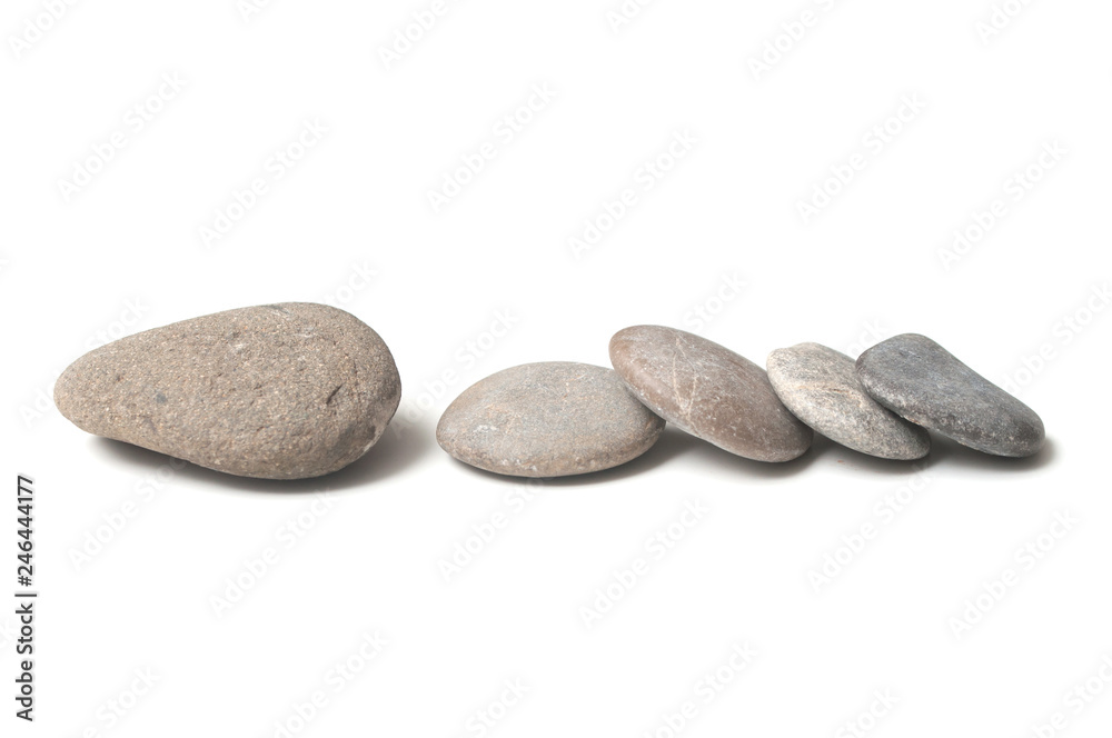 group of pebbles on white background