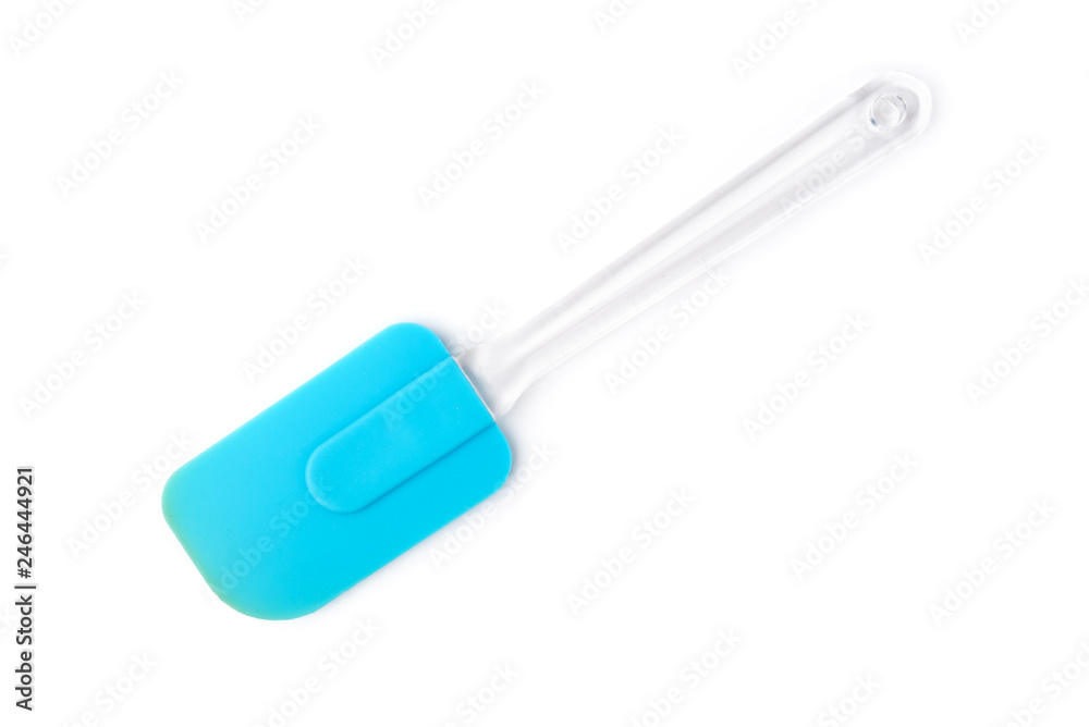Blue silicone spatula isolated on white background. Blue silicone spatula isolated on white background.