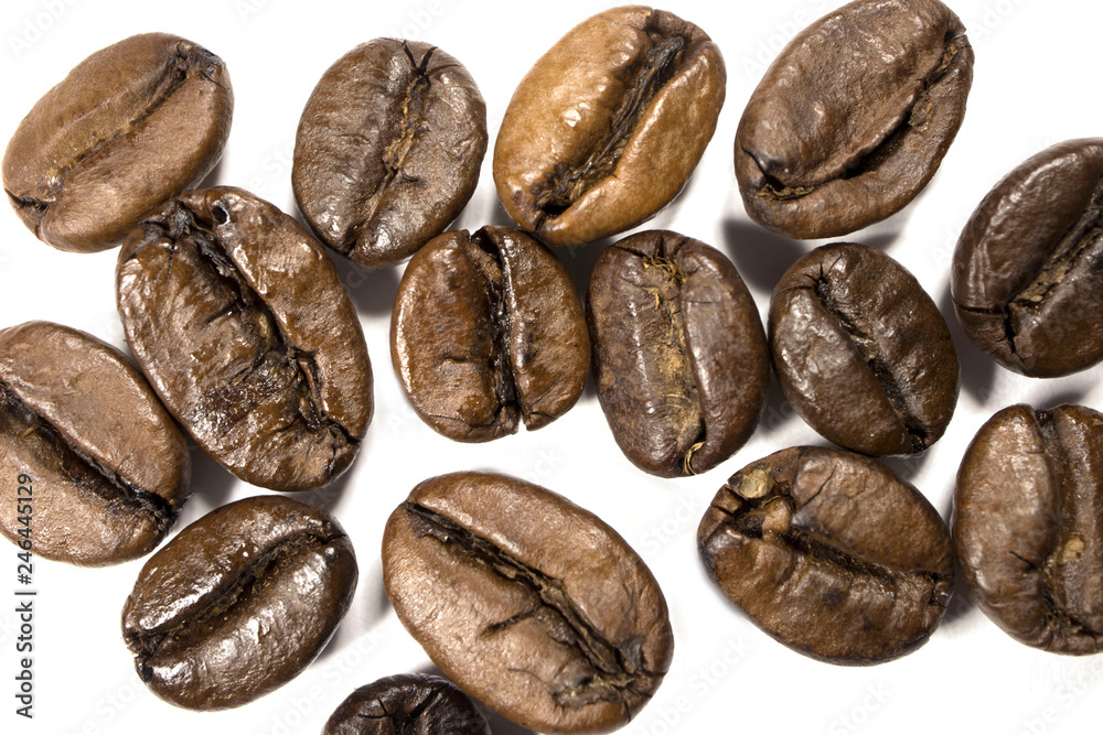Coffee beans on white background. Coffee beans on white background.