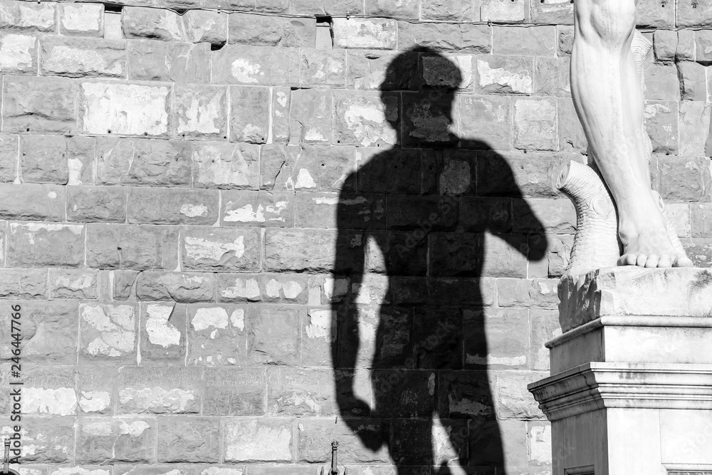 A detail of the shadow of the David statue from Michelangelo in Firenze. A detail of the shadow of the David statue from Michelangelo in Firenze.