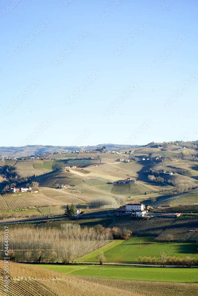 The hills of the Langhe in Winter, Piedmont - Italy The hills of the Langhe in Winter, Piedmont - Italy