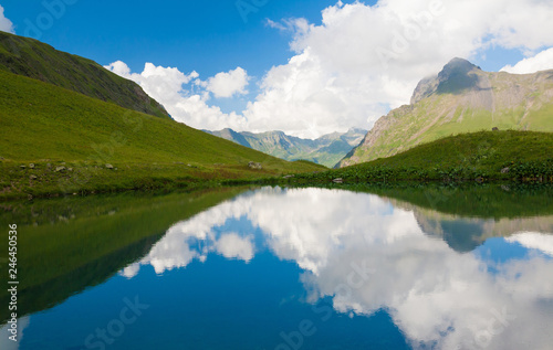 Lake summer. Day. Rocky landscape