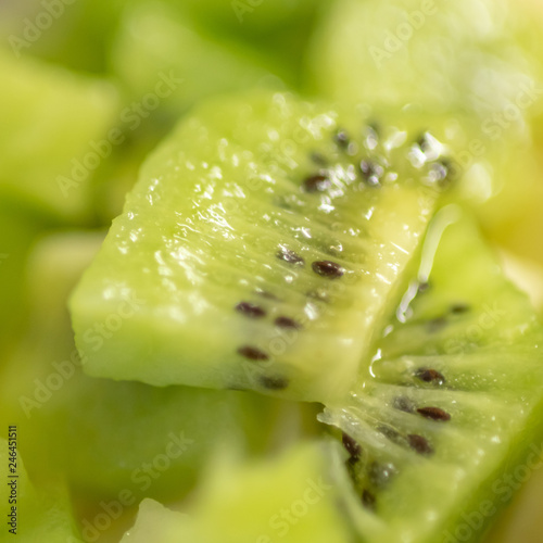 Kiwi slices macro shot. Background fruits. Selective focus