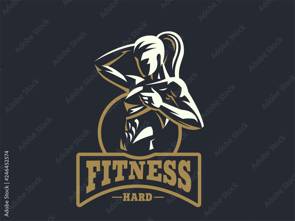 Fototapeta premium Woman fitness emblem.