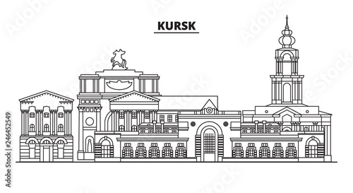 Russia, Kursk. City skyline: architecture, buildings, streets, silhouette, landscape, panorama, landmarks. Editable strokes. Flat design, line vector illustration concept. Isolated icons photo