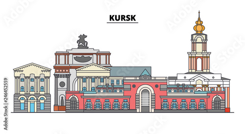 Russia, Kursk. City skyline: architecture, buildings, streets, silhouette, landscape, panorama. Flat line vector illustration. Russia, Kursk outline design. photo