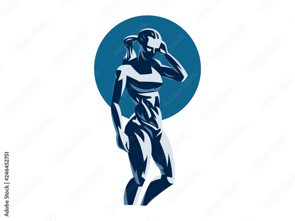 Fototapeta premium Woman fitness emblem.