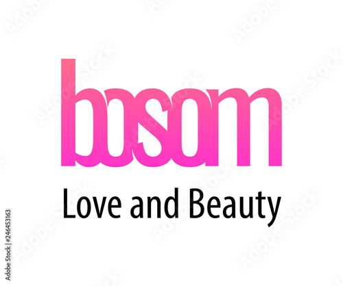 Bosom, vector header for logo emblem or banner design of erotic adult shop or surgery center.