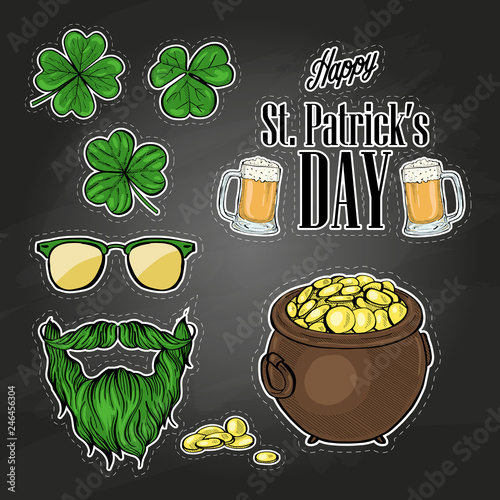 Stickers set for Saint Patricks Day