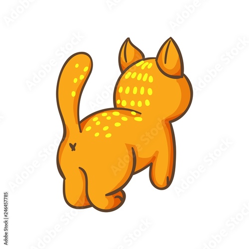 Vector cat in line style. Cute cat in cartoon style isolated on white background. illustration for kids fashion, funny kitten in cartoon style. Ideal for cards, invitations, party, banners, 