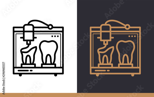 Unique linear icon of Dental models. 3D Printing, modeling. Suitable for infographics, websites, print media and interfaces