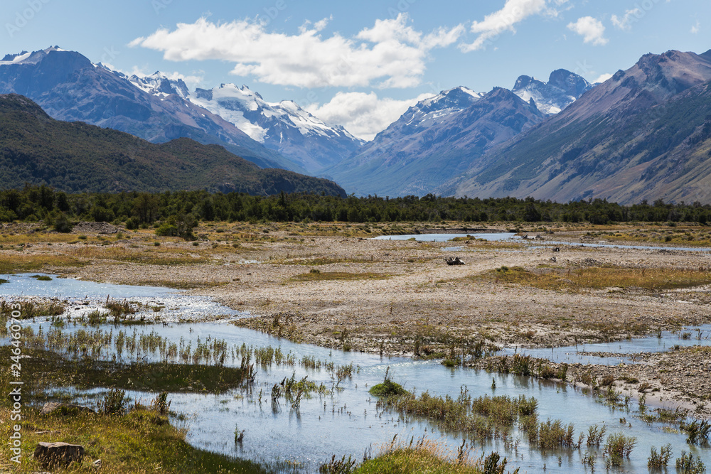 Patagonian landscape at Fitz Roy in El Chalten national park in Argentina