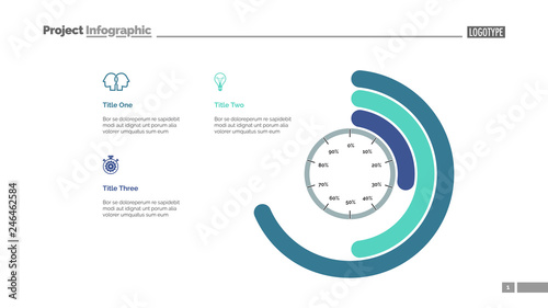 Process circle chart slide template. Business data. Graph, diagram, design. Creative concept for infographic, report. Can be used for topics like management, company, fulfillment