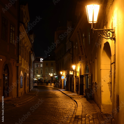 Street in the old town of Prague by night