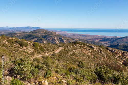 Mountains in Desierto de las Palmas national park close to the sea