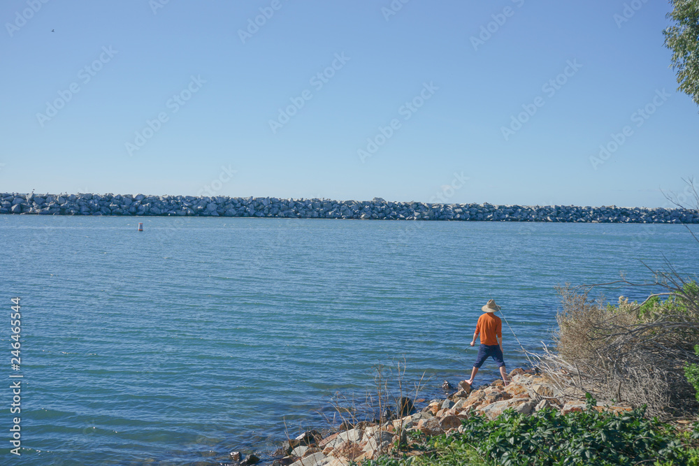 fisherman at the Dana Point California fisherman at the Dana Point California