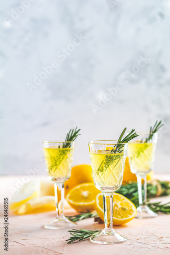 Traditional italian homemade lemon alcohol drink liqueur limoncello