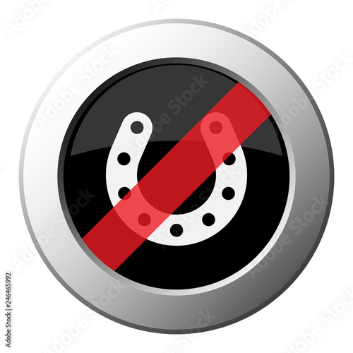 horseshoe - ban round metal button, white icon