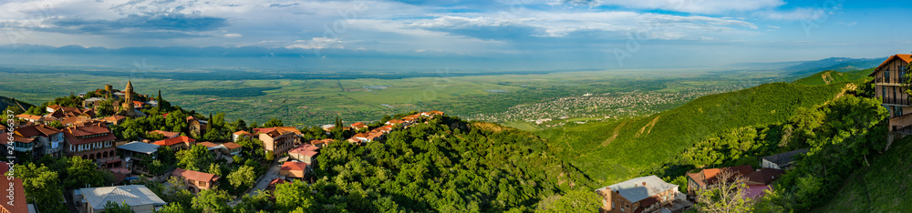 Georgia, Signagi city wide panorama view in Spring