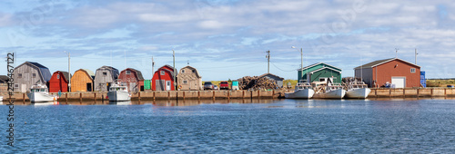 Beautiful marina on the Atlantic Ocean during a sunny day. Taken in Cabot Beach Provincial Park, Prince Edward Island, Canada.