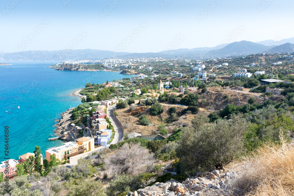 Panoramic view of the Bay near the town of Agios Nikolaos