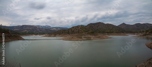 A panoramic shot of a dam.