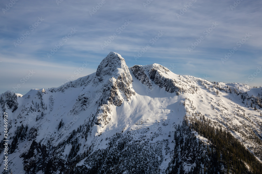 Beautiful view of the Lions peak during the winter time. Taken from Mnt Harvey, North of Vancouver, BC, Canada.