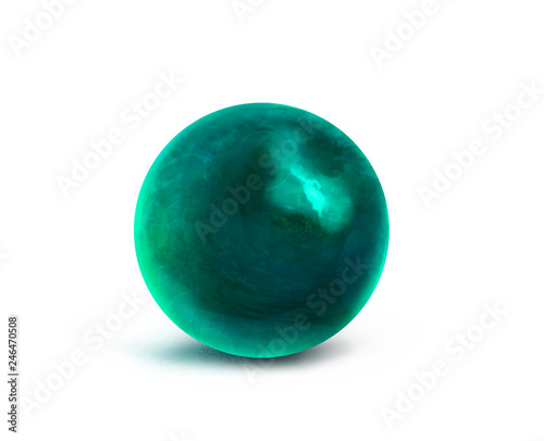 Texture. green ball with painted texture isolated on white background