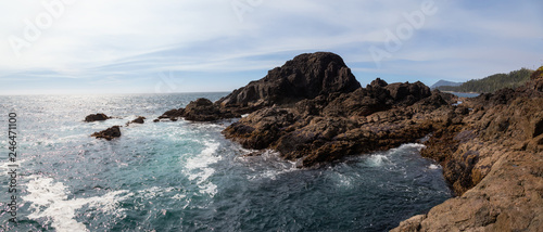 Rocky beach on the Pacific Ocean Coast during a sunny summer day. Taken in Northern Vancouver Island, BC, Canada.