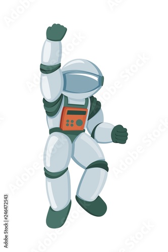 Professional spaceman in modern pressure suit cartoon vector illustration