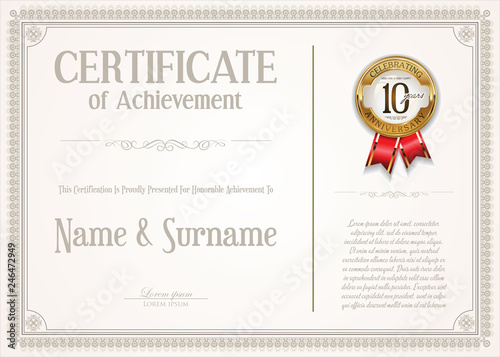 Elegant certificate or diploma retro vintage design 